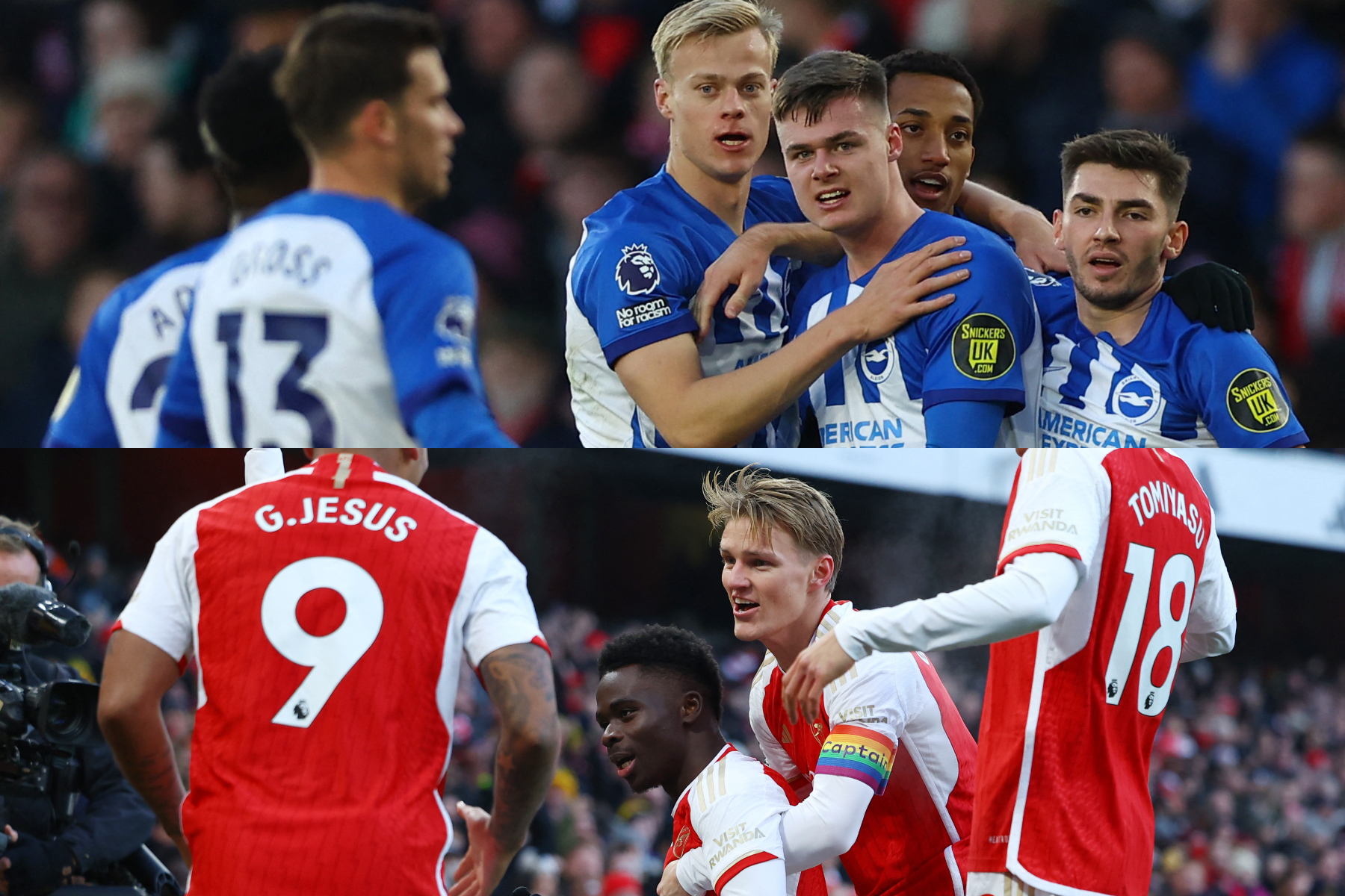 アーセナルとブライトンがプレミアリーグ第17節で対戦【写真:ロイター】