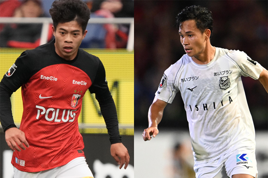 浦和でプレーするMFエカニット・パンヤと札幌のMFスパチョーク【写真：Getty Images & 徳原隆元】