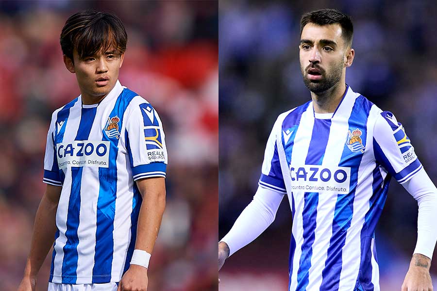 久保に同僚のメンデス（右）からも高評価【写真：Getty Images】