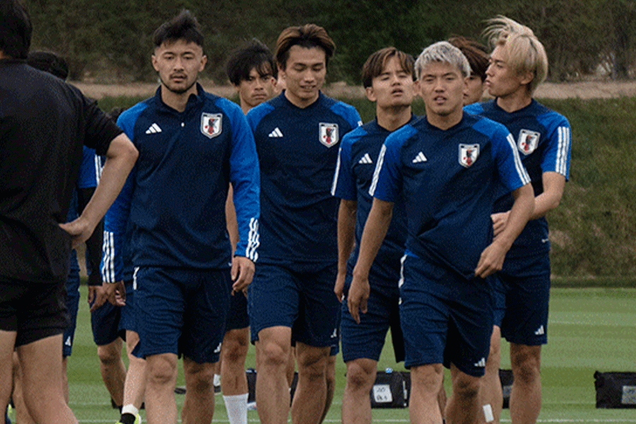 ドーハで練習した日本【写真：FOOTBALL ZONE編集部】