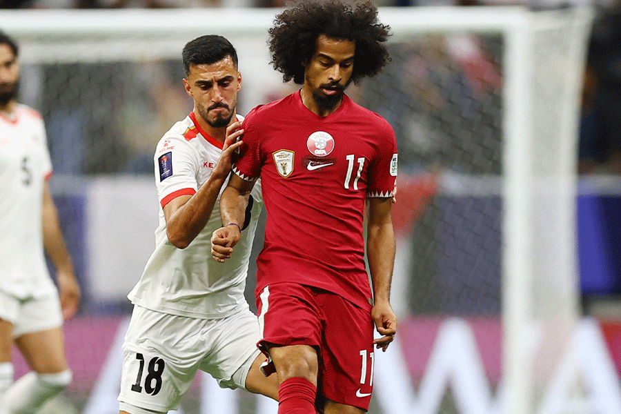 アクラム・アフィフがパレスチナ戦で逆転ゴール【写真：ロイター】