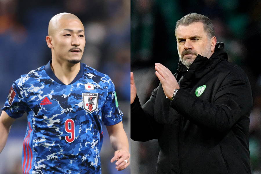 サウジアラビア戦に出場したFW前田大然とセルティックのポステコグルー監督【写真:Getty Images & 高橋 学】