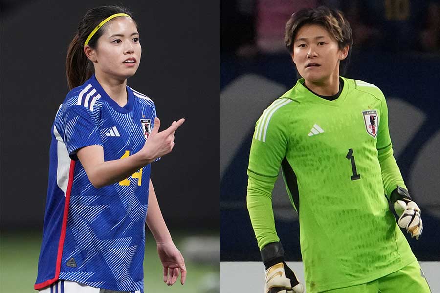 なでしこジャパンの長谷川唯（左）と山下杏也加【写真：Getty Images】