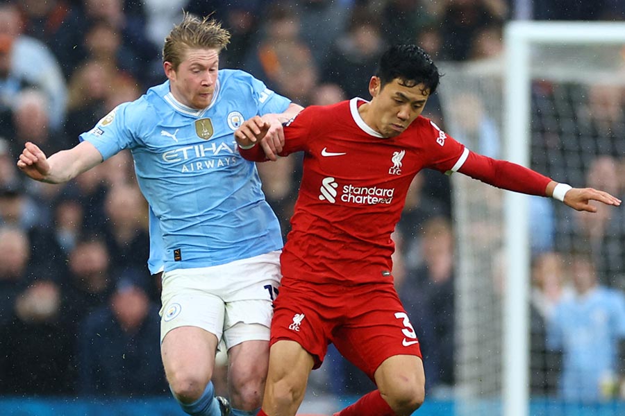 シティ戦で圧巻のプレーを見せた遠藤航【写真：ロイター】