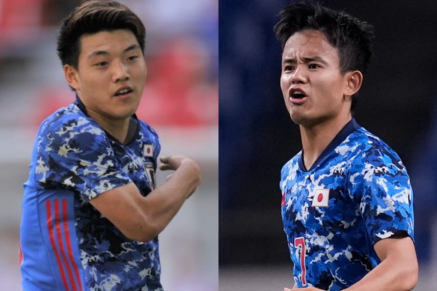 東京五輪では主力として活躍した堂安、久保【写真:Yukihito Taguchi & AP】
