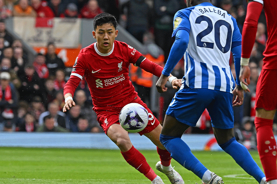 ブライトン戦にスタメン出場の遠藤航【写真:Getty Images】