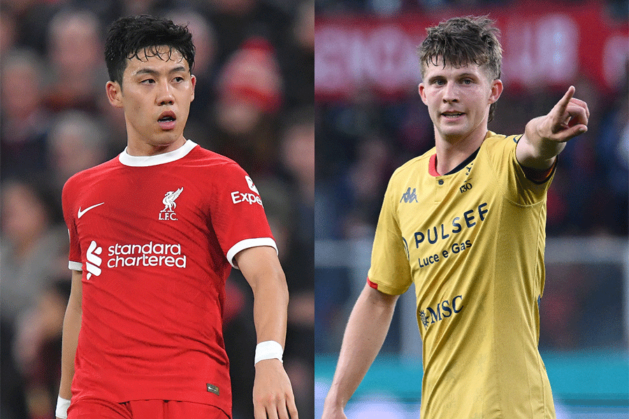 遠藤航とモルテン・フレンドルップ【写真：Getty Images】