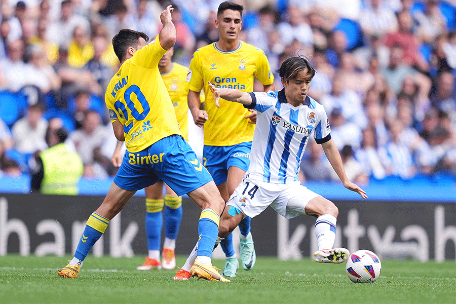 ラス・パルマス戦の試合終盤からピッチに立った久保建英【写真：Getty Images】