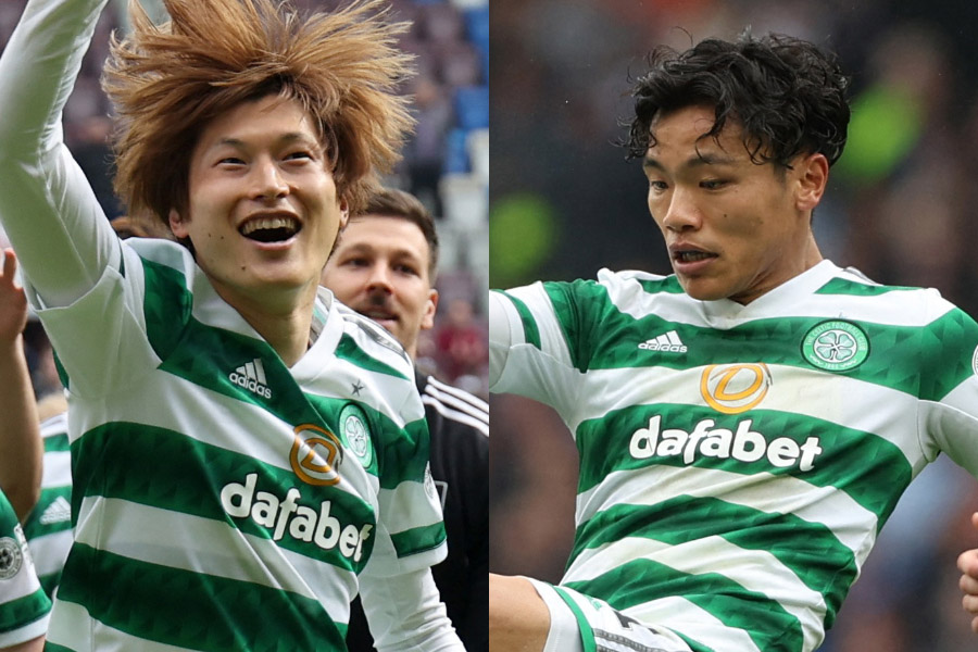 セルティックの古橋と旗手【写真：ロイター】