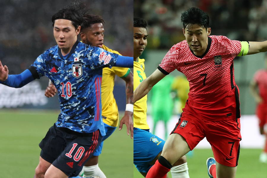 ブラジルと対戦した日本と韓国【写真:Getty Images & 髙橋 学】