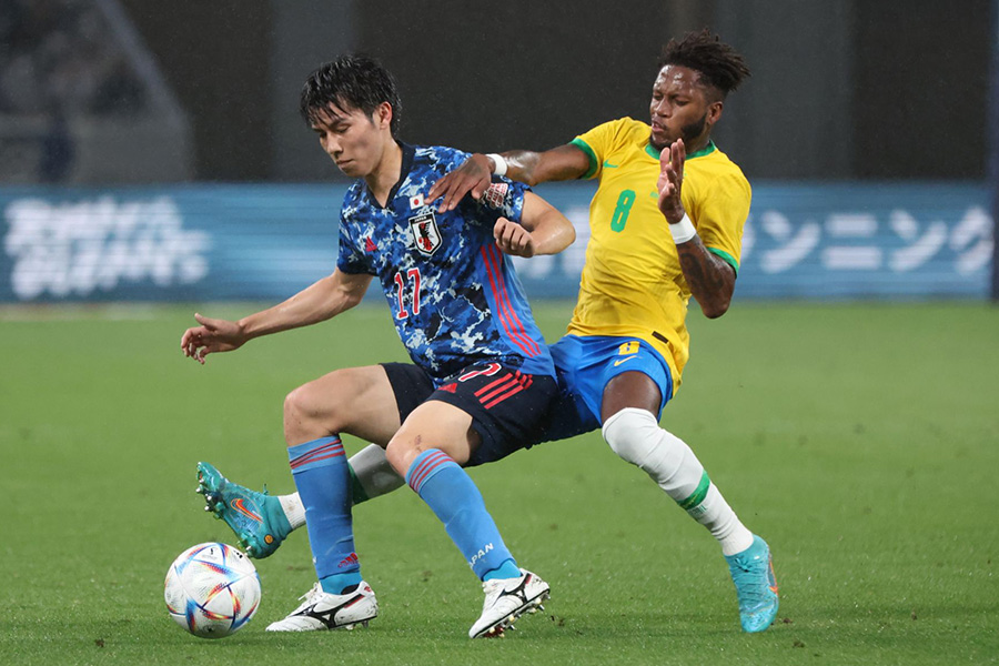 ブラジル戦にスタメン出場したMF田中碧【写真：高橋 学】