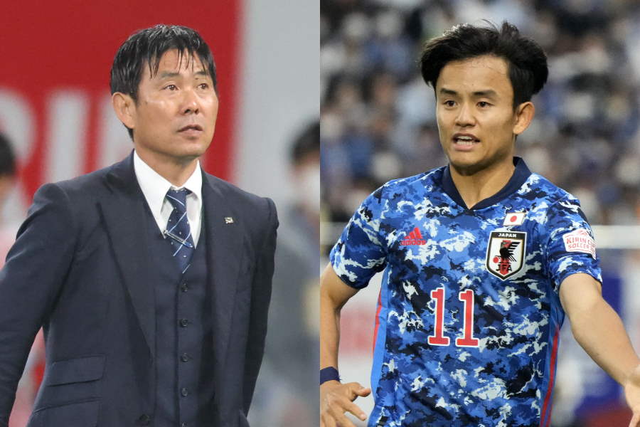 日本代表の森保監督とMF久保建英【写真：Getty Images】