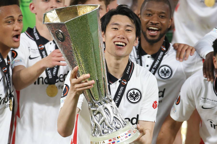 EL優勝の瞬間のMF鎌田大地【写真：Getty Images】