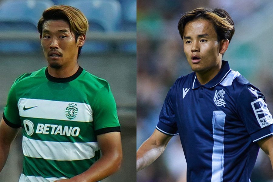 守田英正と久保建英がユニフォーム交換【写真：Getty Images】