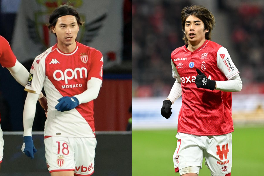 モナコの南野拓実とランスの伊東純也【写真：Getty Images & 徳原隆元】