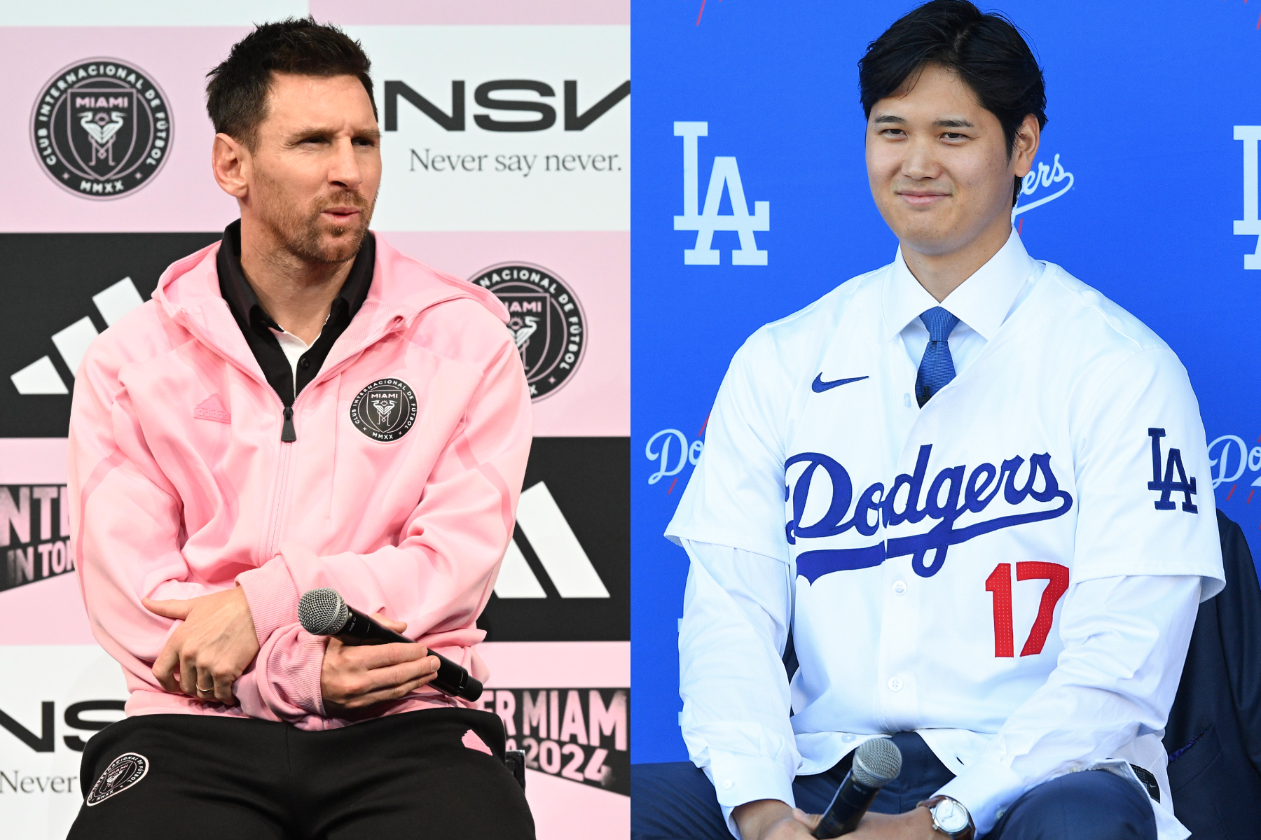 アメリカでキャリアを歩むリオネル・メッシと大谷翔平【写真：徳原隆元 & Getty Images】