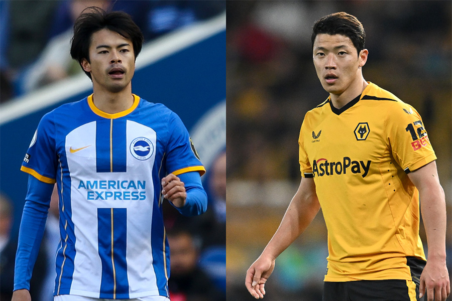 三笘薫とファン・ヒチャンがピッチで対決【写真：Getty Images】