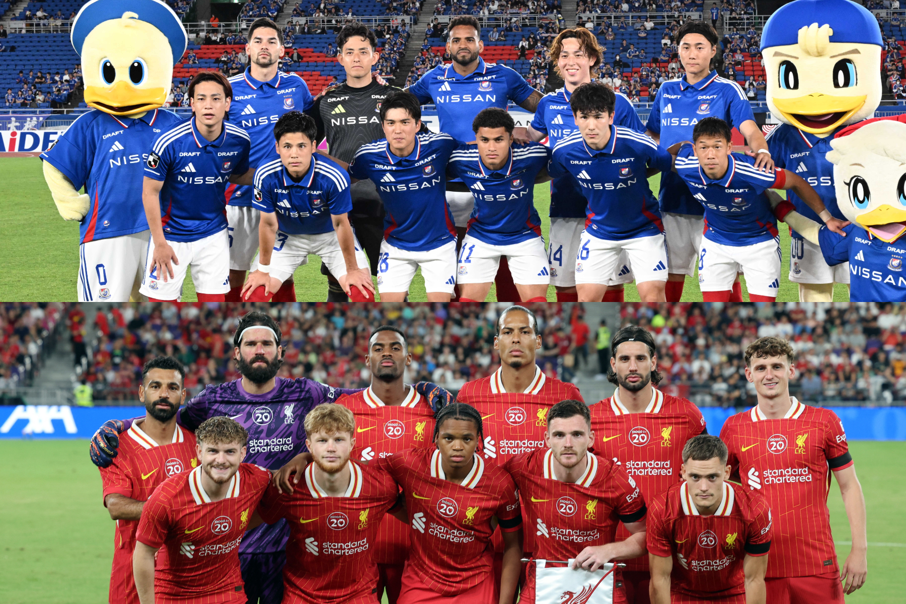 横浜FMとリバプールが日産スタジアムで対戦する【写真：徳原隆元 & ロイター】