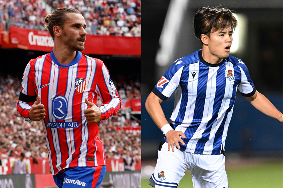 アントワーヌ・グリーズマンと久保建英【写真:ロイター/アフロ & 徳原隆元】