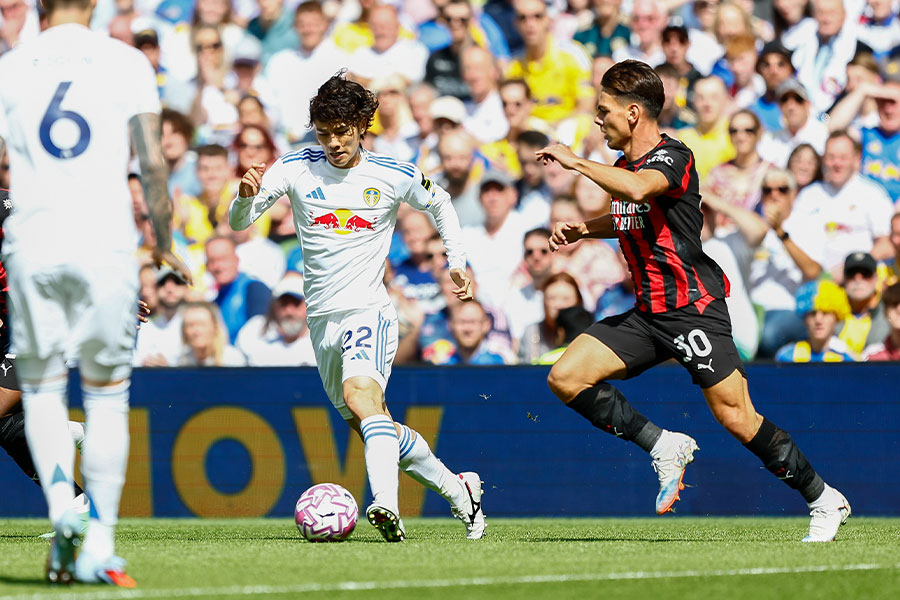 ミラン戦に出場した田中碧【写真：アフロ】