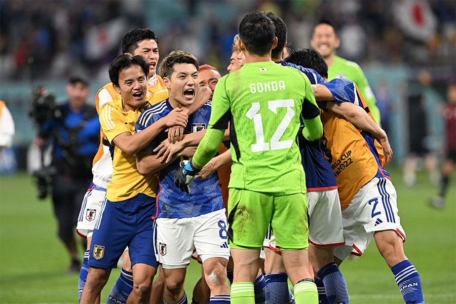 2022年のカタールW杯・ドイツ戦で勝利した日本代表【写真：徳原隆元】