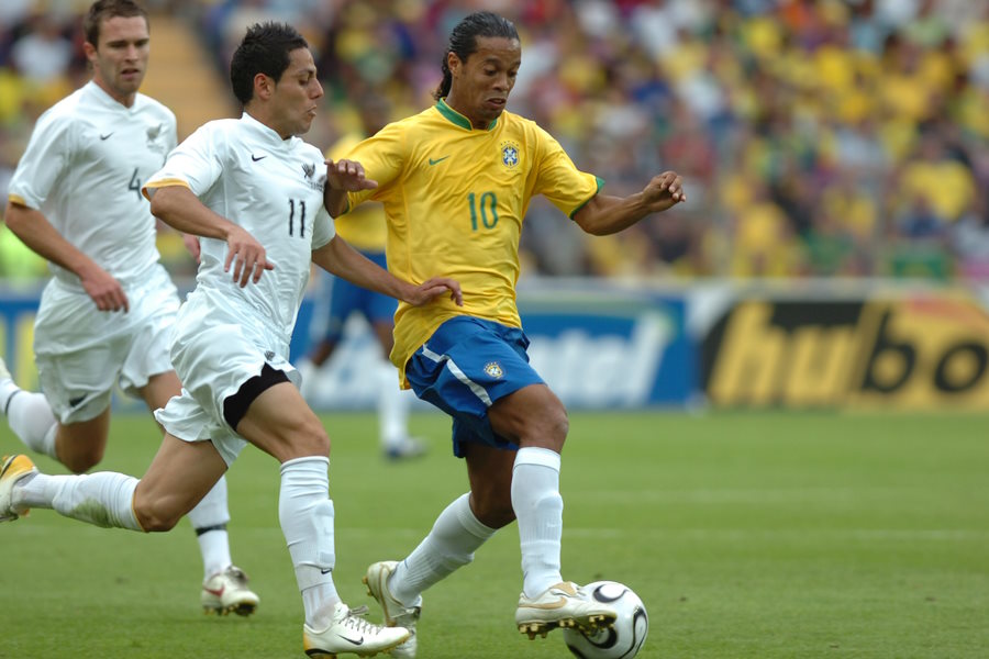ブラジル代表時のロナウジーニョ【写真：徳原隆元】