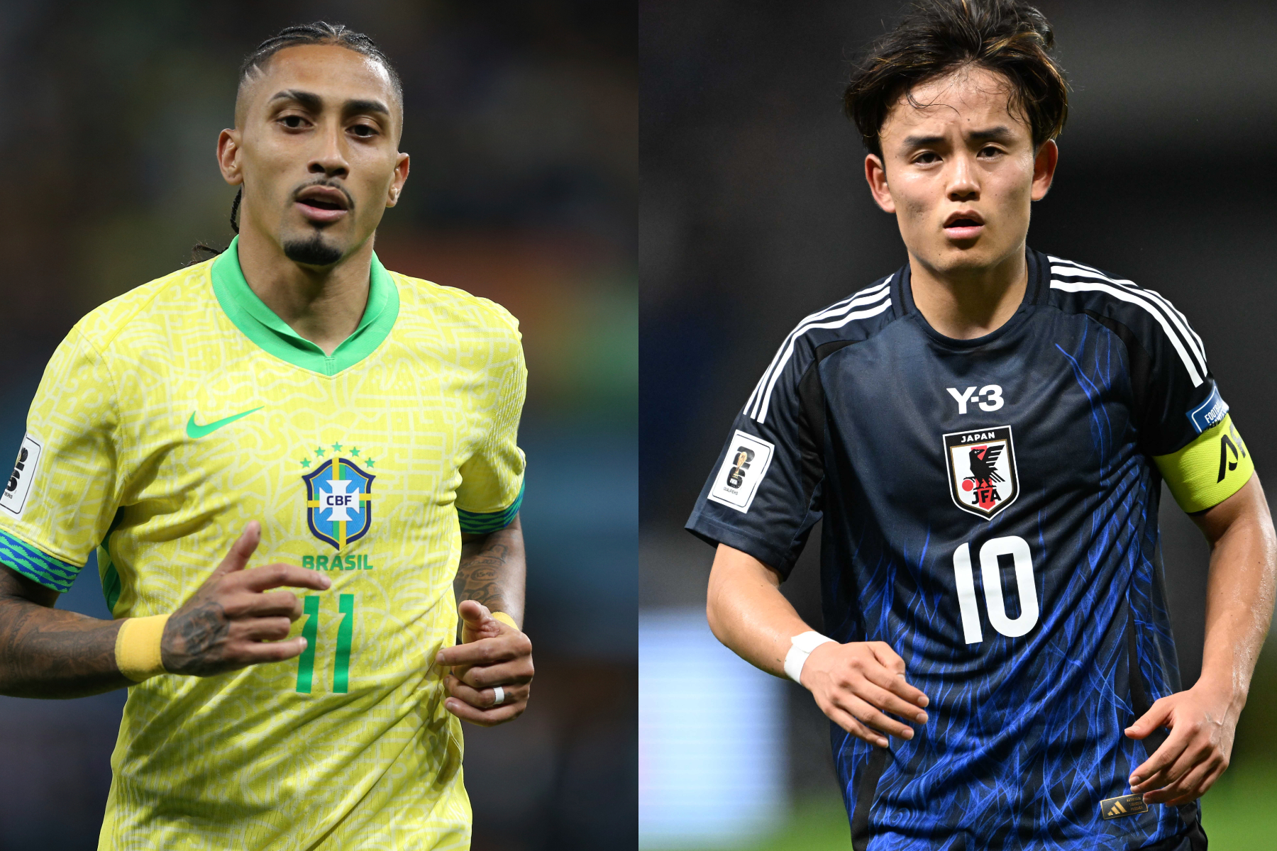 ブラジル代表と日本代表の対戦が決定【写真：徳原隆元 ＆ AP/アフロ】