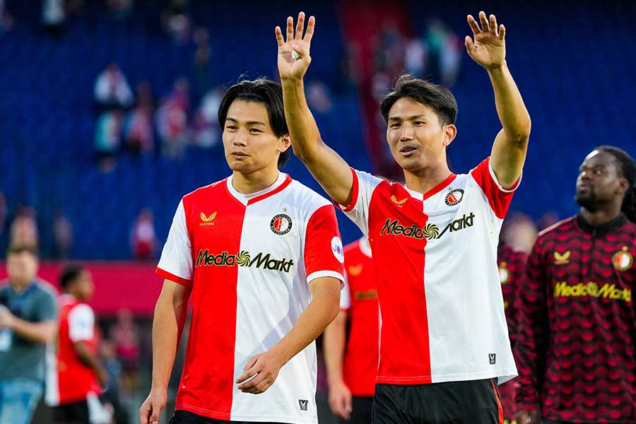 フェイエノールトの上田綺世（左）と渡辺剛【写真：アフロ】