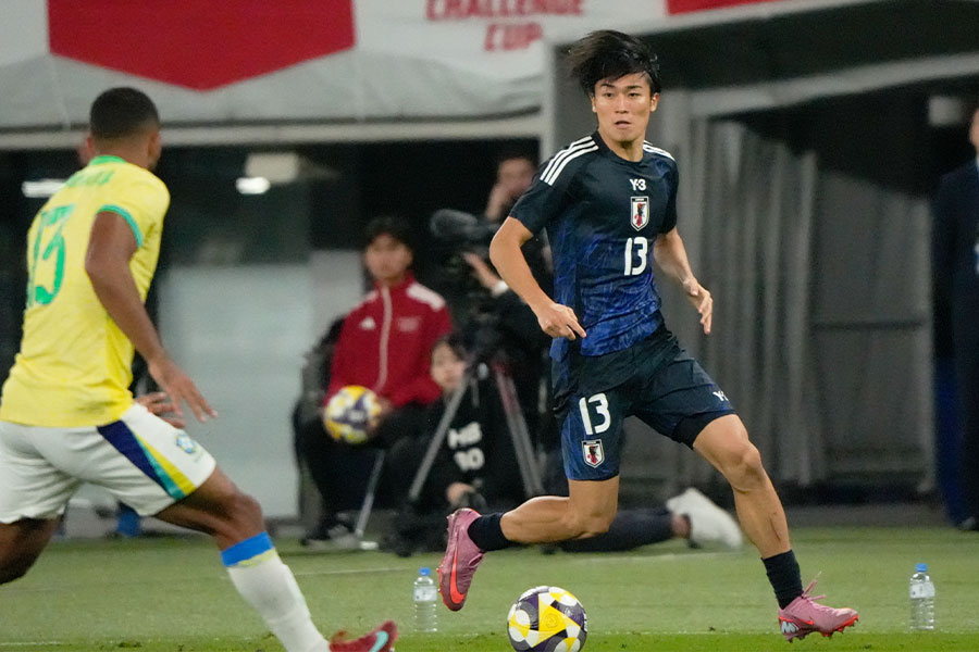 ブラジル戦で2点目を決めた中村敬斗【写真：増田美咲】