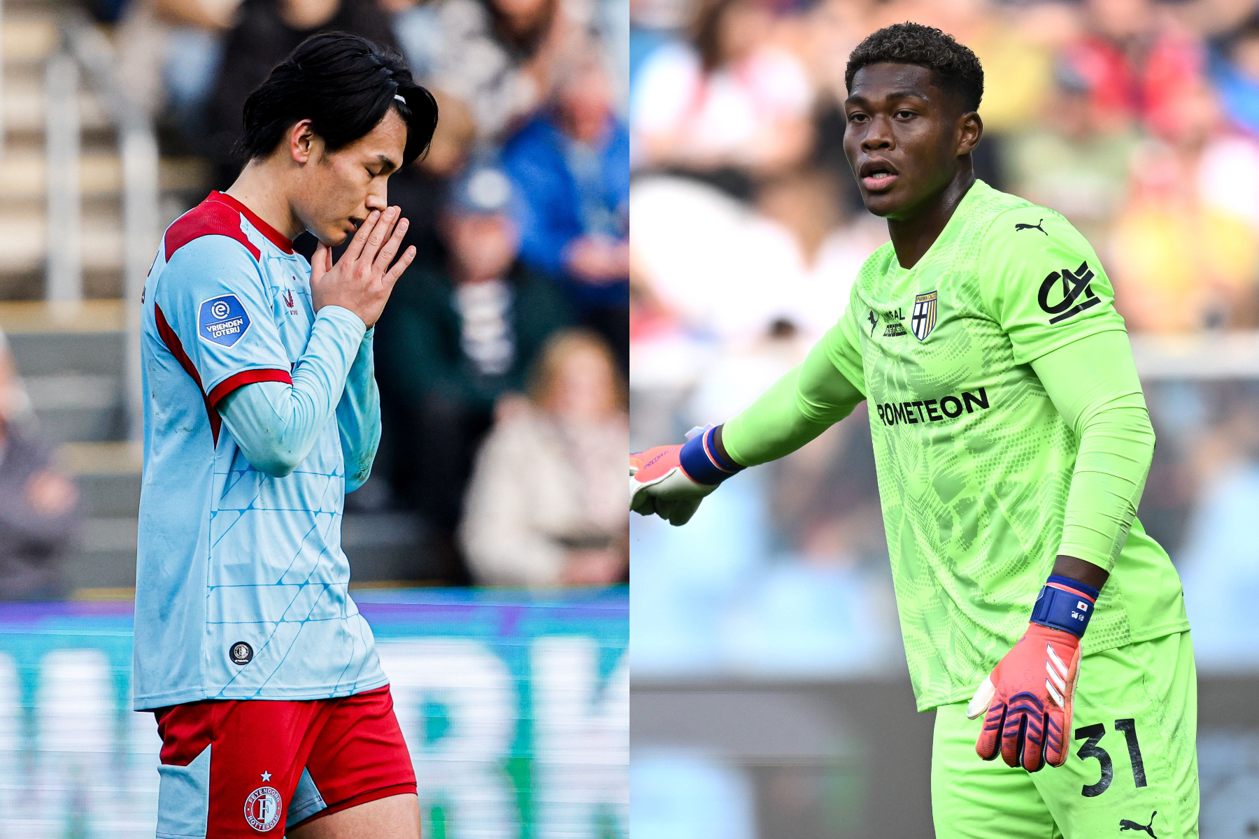 上田綺世と鈴木彩艶が世界の週間ベストイレブンに選出【写真:REX / アフロ】