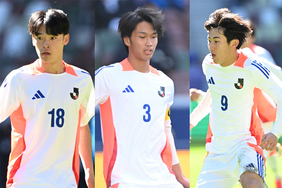U-18日本代表に選出された佐々木将英(左)、大川佑梧(中央)、大西利都(右)【写真:徳原隆元】