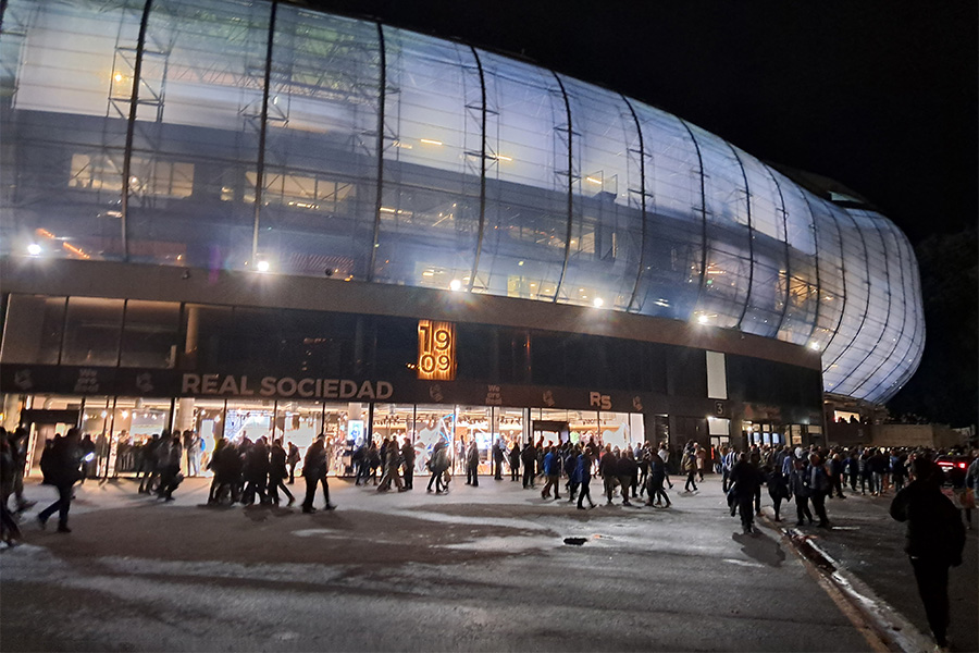 CLザルツブルク戦が行われたソシエダの本拠地エスタディオ・アノエタの様子【写真：高橋智行】