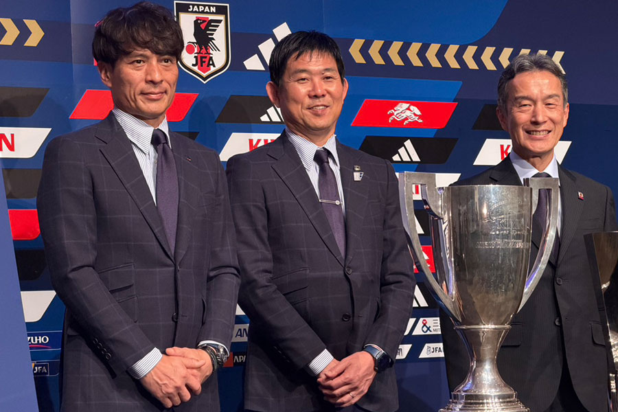 森保一監督が5月のメンバー構成について言及した【写真：FOOTBALL ZONE編集部】