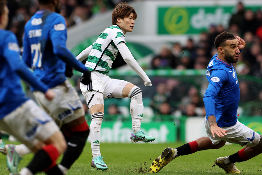 古橋亨梧が左足ミドル弾が決勝ゴールに【写真：ロイター】