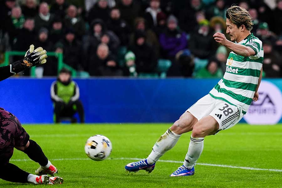 5試合ぶりのゴールを記録したセルティックの前田大然【写真：PA Images/アフロ】