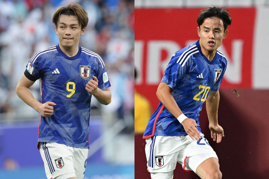 日本代表の上田綺世と久保建英【写真:Getty Images & 徳原隆元】