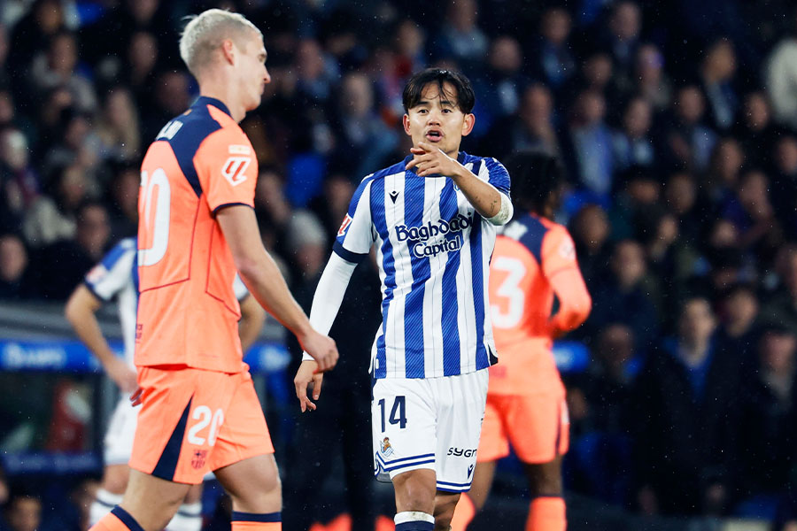 バルセロナ戦に出場した久保建英【写真：なかしまだいすけ/アフロ】