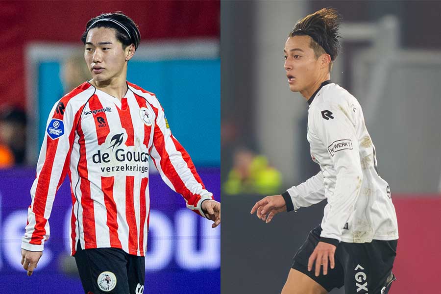 森保監督注目の三戸舜介（左）と佐野航大（右）【写真：Pro Shots&ANP Photo/アフロ】