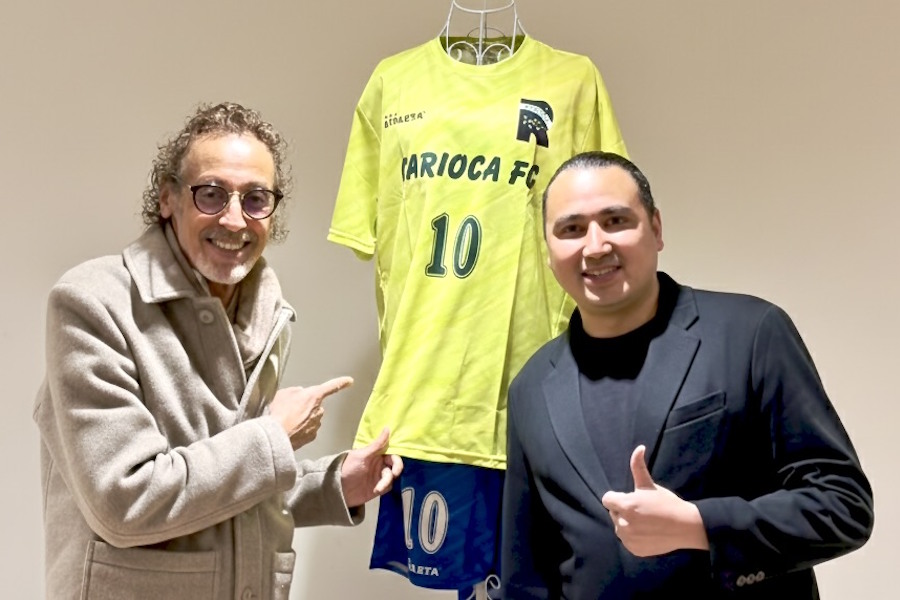 ラモス瑠偉氏と息子のラモス・ファビアノ氏【写真：森 雅史】