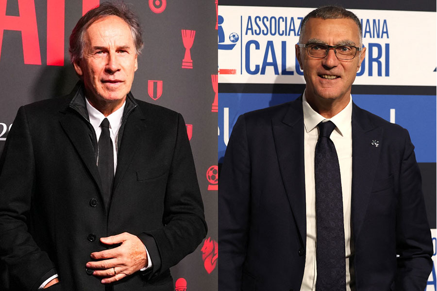 （左から）かつてセリエAでプレーをしたフランコ・バレージ氏とジュゼッペ・ベルゴミ氏【写真：ロイター & REX/アフロ】