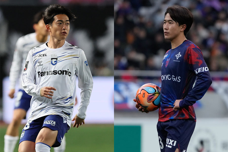 （左から）G大阪の名和田我空とFC東京の佐藤龍之介【写真：柳瀬心祐 & 徳原隆元】
