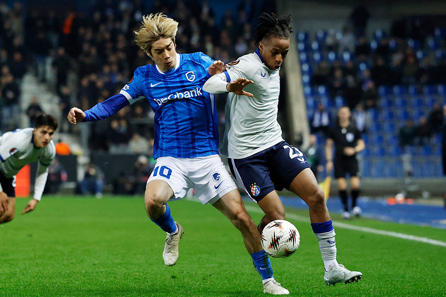 伊東純也がディナモ・ザグレブ戦で勝利に貢献【写真：ロイター】