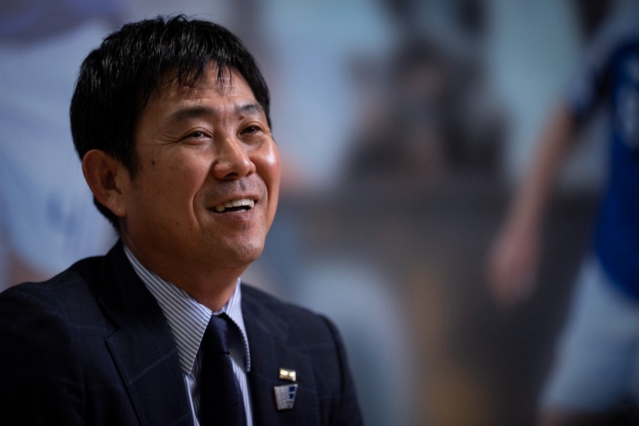 インタビューに応じた日本代表・森保監督【写真:藤岡雅樹】