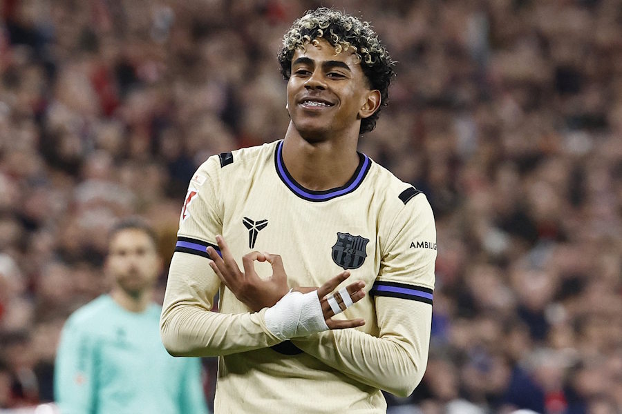 バルセロナのラミン・ヤマル【写真:ロイター】