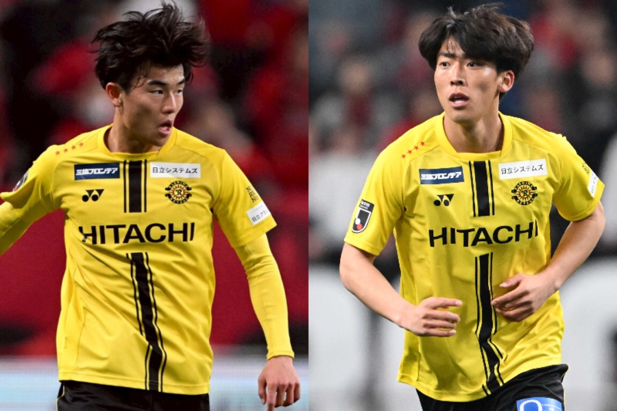 柏の山之内佑成（左）と島野怜【写真：徳原隆元】