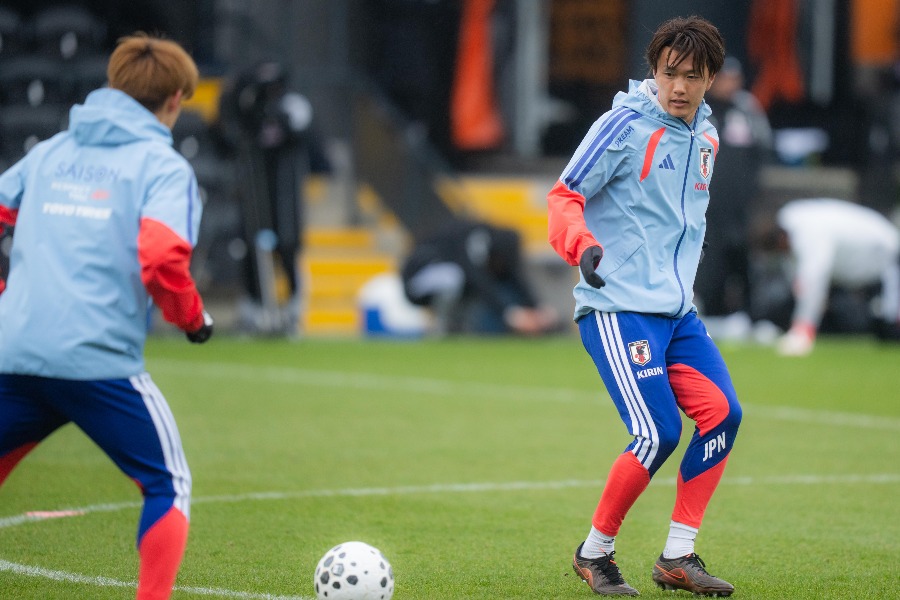 イングランド戦に向けて調整した小川航基【写真：岩本太成】