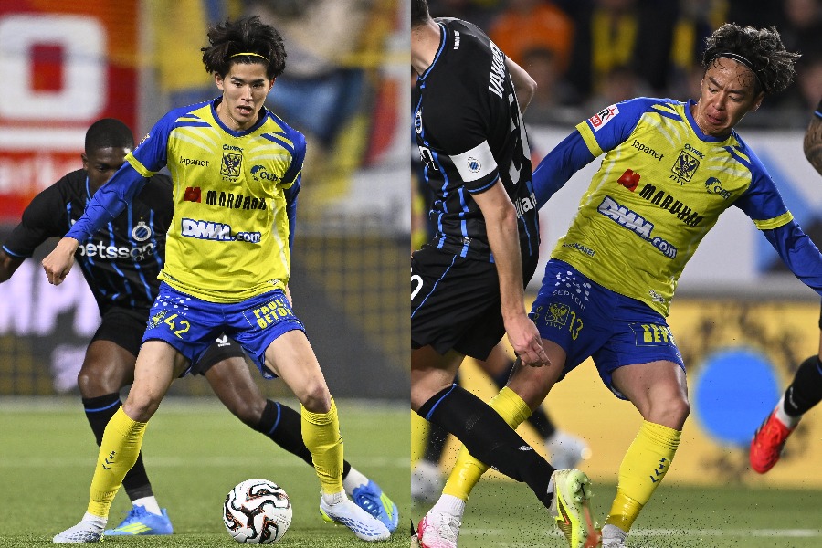 シント=トロイデンの後藤啓介(左)と伊藤涼太郎【写真:Belga Image/アフロ】