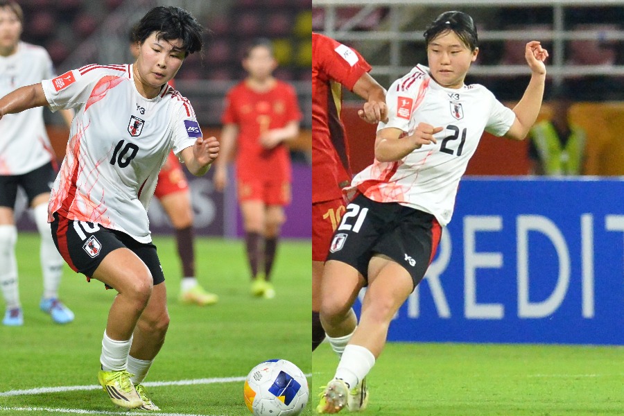 U-20日本代表の板村真央(左)と福島望愛【写真:新華社/アフロ】