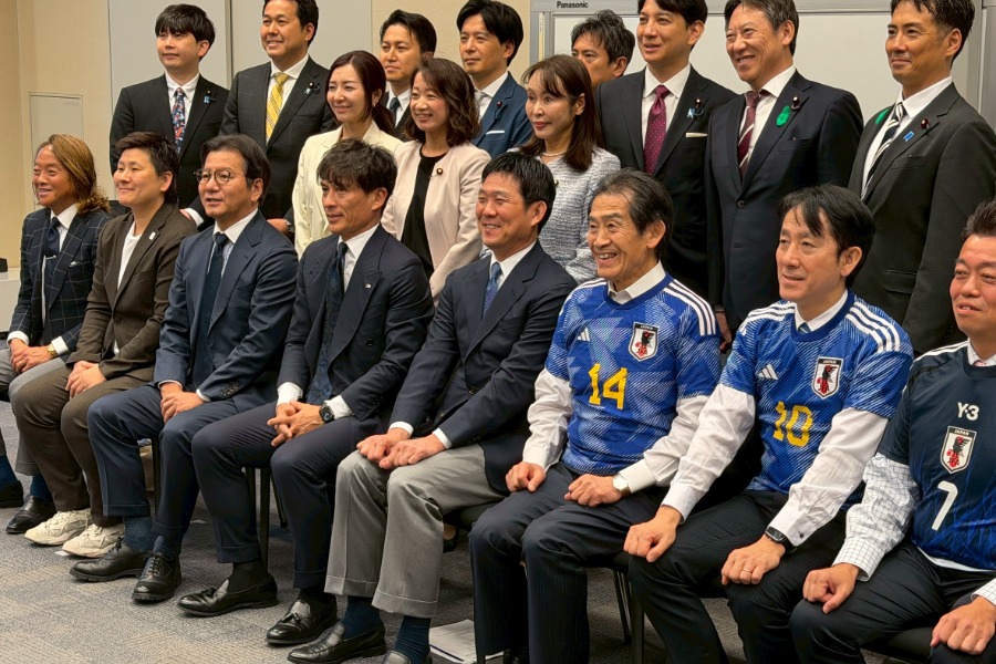「サッカー外交推進議員連盟」の合同総会に出席した森保監督【写真：FOOTBALL ZONE編集部】