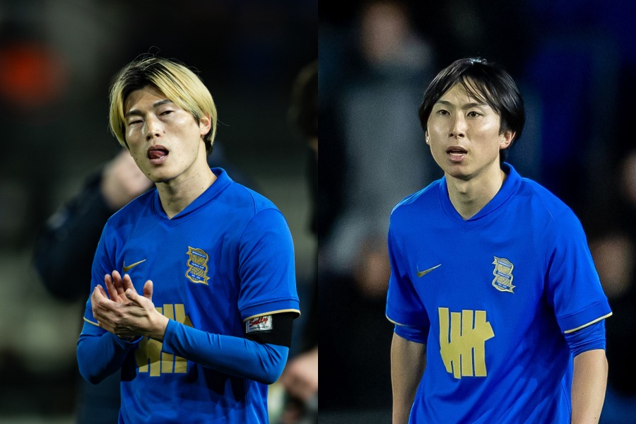 バーミンガムの古橋亨梧（左）、藤本寛也（右）【写真：アフロ&REX/アフロ】